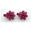 Image 2 : Beautiful 51.30CTW Flower Pink Ruby Silver Earring