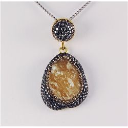 Raw Champagne Druzy Pendant Victorian Design