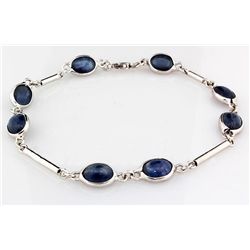 Natural 12.40CT Sapphire Gemstone Silver Bezel Bracelet
