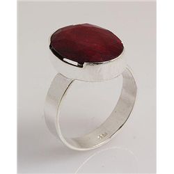 RUBY CORRUNDUM 21.40CTW BEZEL DESIGN SILVER RING