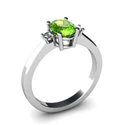 Peridot 0,95 ctw Diamond Ring 14kt White Gold