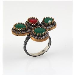 Natural Stone Cocktail Victorian Design Ring