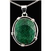 Image 1 : NATURAL EMERALD BERYL 58.30CTW SILVER PENDANT