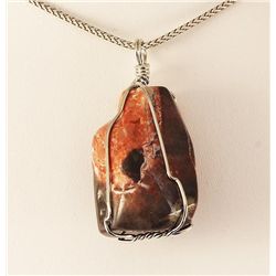 129.95CTW NATURAL UNCUT GEMSTONE WIRE WRAPPED PENDANT