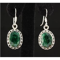 EMERALD BERYL 33.15CTW SILVER HOOK EARRING