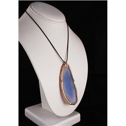 Organic Natural Sky Blue Agate Big Slice Pendant