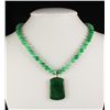 Green Jade Beaded Charm Necklace with Slab Jade HeartSh
