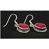 Image 2 : RUBY CORRUNDUM 28.85CTW SILVER HOOK EARRING