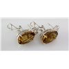 34.52CTW Big Stone Yellow Topaz Silver Earring
