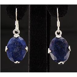 SAPPHIRE CORRUNDUM 29.73CTW SILVER HOOK EARRING