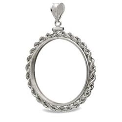 Sterling Silver Screw Top Rope Polished Coin Bezel - 40