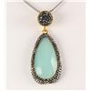 Aqua Seafoam Mint Green Natural Stone Victorian Pendant