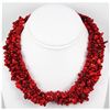 696.50ctw Red Coral Bead Twisted Necklace