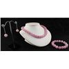 Handknotted Watermelon Pink Jade Necklace Set Jewelry