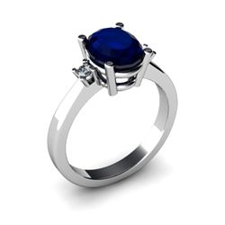 Sapphire 2.20 ctw Diamond Ring 14kt White Gold