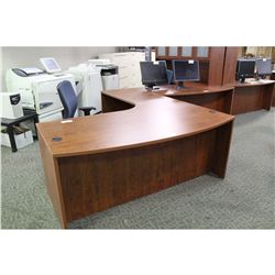 CHERRY BOW FRONT LH EXECUTIVE L-SHAPE DESK