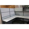 Image 1 : LOT OF APPROX 30 TEKNION GREY CORNER WORKSTATIONS WITH OVERHEAD STORAGE BINS AND PEDESTALS