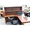 Image 2 : CHERRY BOW FRONT LH EXECUTIVE L-SHAPE DESK / HUTCH