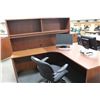 Image 3 : CHERRY BOW FRONT LH EXECUTIVE L-SHAPE DESK / HUTCH