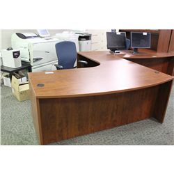 CHERRY BOW FRONT LH EXECUTIVE L-SHAPE DESK