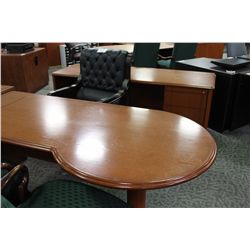 CHERRY P-TOP EXECUTIVE DESK AND CREDENZA