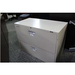 BEIGE 2 DRAWER LATERAL FILE CABINET