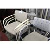 Image 1 : 7 MISC. STACKING CHAIRS & FOLDING TABLE AND FRAMED PICTURE
