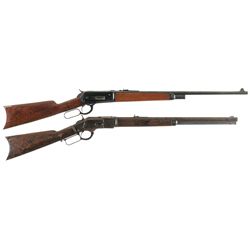 Two Antique Winchester Lever Action Rifles -A) Winchester Model 1886 Rifle with Half Magazine