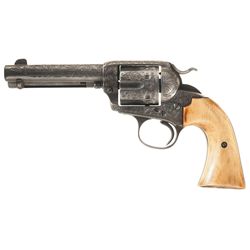 Inscribed and Engraved Texas Shipped Colt Bisley Model Single Action Army Revolver with Bone Grips a