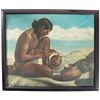 Image 1 : Pueblo Indian Making Pottery Oil Painting by Count Je Syaak