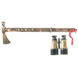 One Pipe Tomahawk and a Pair of Indian War Style Binoculars