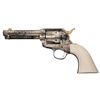 Image 1 : Engraved First Generation Gold and Silver Plated Colt Single Action Army Revolver with Ivory Grip an