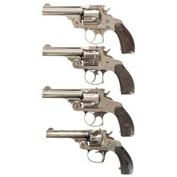 Collector's Lot of Four Nickel Plated Double Action Smith & Wesson Revolvers with Factory Letters -A