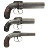 Image 1 : Collector's Lot of Three Percussion Handguns -A) Engraved Allen & Thurber Pepperbox