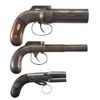 Image 1 : Collector's Lot of Three Percussion Pistols -A) Allen & Thurber Worcester Pocket Size Pepperbox Pist