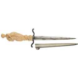 Dagger with Carved Ivory Figural Hilt