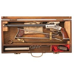 Cased Stevens Model 40 1/2 Single Shot Pocket Rifle with Matching Shoulder Stock and Accessories