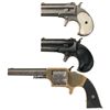 Image 2 : Three Pocket Handguns -A) Remington Type II Derringer with Pearl Grips