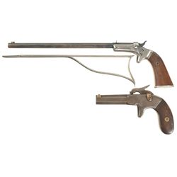 Two Single Shot Pistols -A) Stevens Offhand No. 35 Single Shot Pistol with Matching Stock