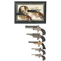 Seven Handguns -A) Cased Colt 4th Model Derringer