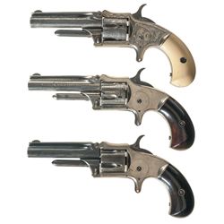 Three Marlin XXX Standard 1872 Spur Trigger Pocket Revolvers -A) Engraved Marlin XXX Standard 1872 R