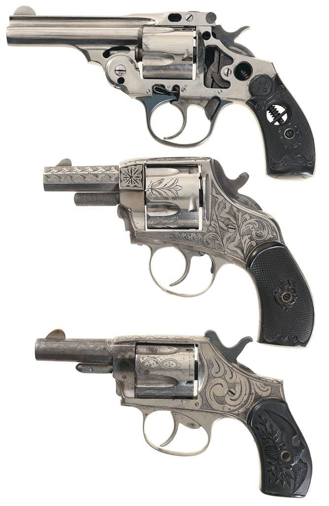 Three Double Action Revolvers -A) Iver Johnson Safety Automatic Cutaway ...