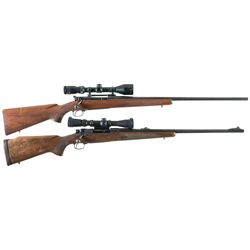 Two Pre-64 Winchester Model 70 Bolt Action Rifles with Scopes -A) Pre-WWII Winchester Model 70 Rifle