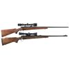 Image 1 : Two Pre-64 Winchester Model 70 Bolt Action Rifles with Scopes -A) Pre-WWII Winchester Model 70 Rifle