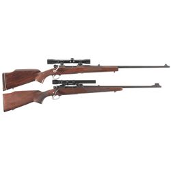 Two Winchester Bolt Action Rifles with Scopes -A) Winchester Model 54 Rifle