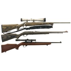 Three Sporting Rifles -A) Ruger M77 MK II Bolt Action Rifle with Leupold Scope