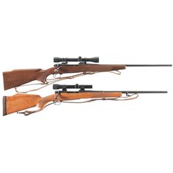 Two Custom Pre-64 Winchester Model 70 Bolt Action Rifles with Scopes -A) Winchester Model 70 Rifle