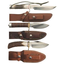 Three Randall Made Outdoorsman Knives with Sheaths