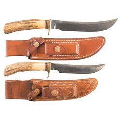 Two Vintage Randall Made Model 4 Knives with Sheaths