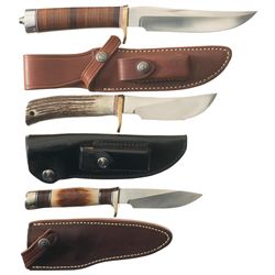 Three Randall Made Outdoorsman Knives with Sheaths